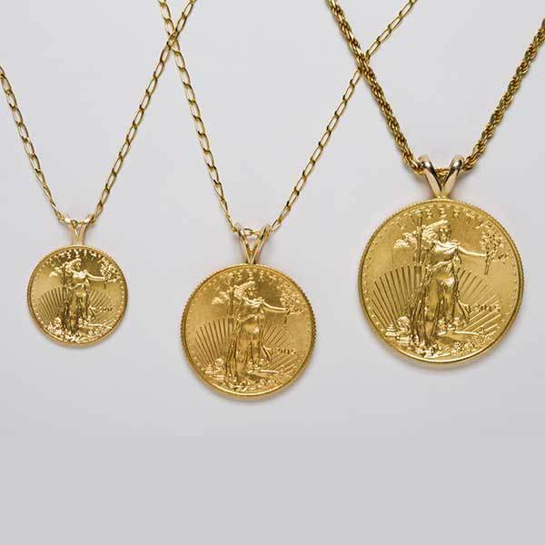 Online Sale: 22k 1/10 oz. Standing Liberty gold coin Pendent! w/ 18" 14k fine gold Necklace.