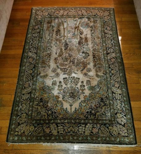 Online Sale: 63'' x 42'' HAND KNOTTED PERSIAN NAIN RUG IRAN HANDMADE ANTIQUE RUGS WOOL SILK