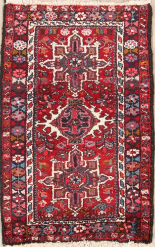 Online Sale: Alluring Geometric 2x4 Wool Gharajeh Persian Oriental Area Rug 3' 8" x 2' 3"