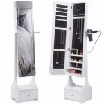 Buy Best Beautify Mirrored Jewelry Cabinet LED Touchscreen Armoire Standing Organizer