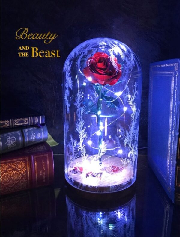Online Sale: Beauty and the Beast Enchanted Rose Handmade out of Metal with LED Lights