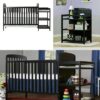 Online Sale: Black Baby Crib Nursery Furniture Changing Table Toddler Bed Rail Table Station