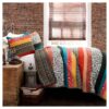 Online Sale: Boho Stripe 3 Piece Set Quilt (King) Turquoise/Tangerine - Lush Décor