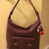 Online Sale: FOSSIL 100% Authentic Leather CLEO HOBO in Cabernet NWT + Fossil Bag Charm $236