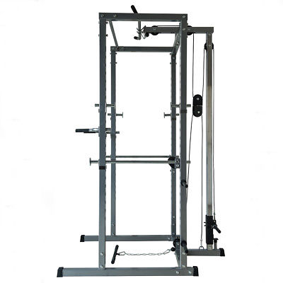 Buy Best Fitness Power Rack w/Lat Pull Attachment Weight Holder Exercise Station Function