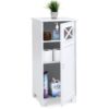 Online Sale: Floor Cabinet Bathroom Storage White Organizer Shelves Wood Door Shelf Linen New