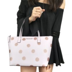 Online Sale: Kate Spade Haven Lane Hani Small Tote Glitter Pink Polka Dot Top Zip Handbag