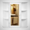 Online Sale: Medicine Cabinet White Framed Mirror Door Wall Mounted Bathroom Storage Shelves