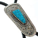 Online Sale: Mens Navajo Bolo Tie KINGMAN Turquoise TUFA CAST Sterling Silver MONTY CLAW A+