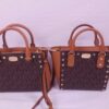 Online Sale: Michael Kors Signature Sandrine or Kellen Stud Mini XS tote Crossbody Bag Brown