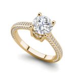 Buy Best Micropave 2 Carat VS1/H Round Cut Diamond Engagement Ring Yellow Gold