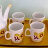 Online Sale: Mid Century Modern Demitasse Tea Coffee Set Art Deco 1960's Funky Floral  EUC