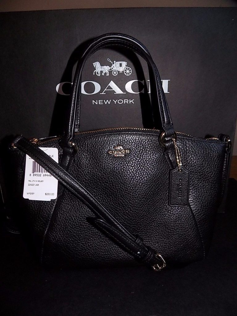 coach black leather crossbody purse