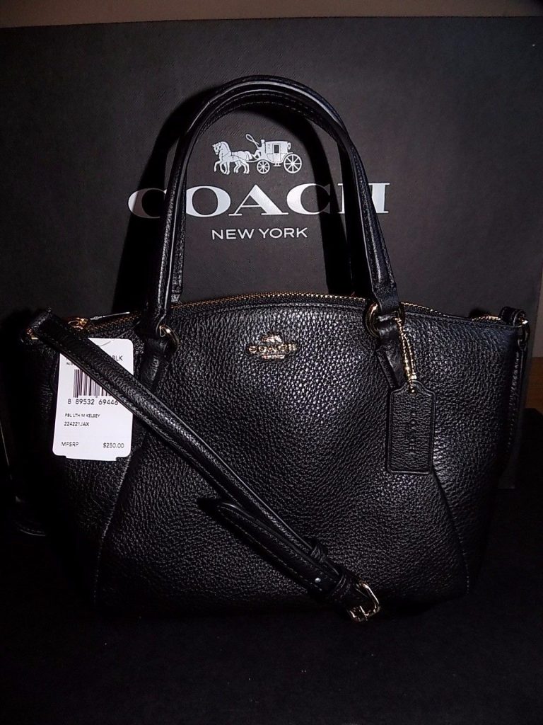 coach pebble leather mini kelsey satchel crossbody handbag