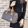 Online Sale: NWT Michael Kors Grayson Medium Chain Satchel Brown MK Signature Acorn Handbag