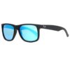 Online Sale: Ray Ban RB 4165 622/55 54mm Justin Matte Black/Blue Mirror Square Sunglasses