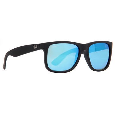 Buy Best Ray Ban RB 4165 622/55 54mm Justin Matte Black/Blue Mirror Square Sunglasses