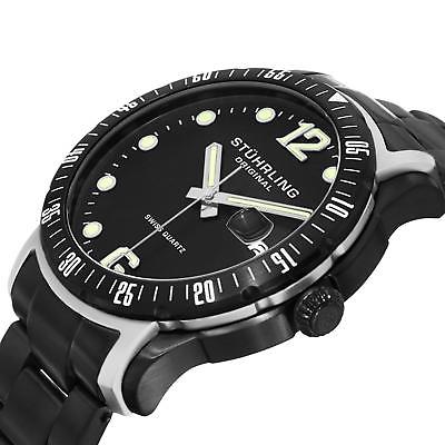 Buy Best Stuhrling Trofeo Men's 45mm Black Steel Bracelet & Case Quartz Watch 421.335B1