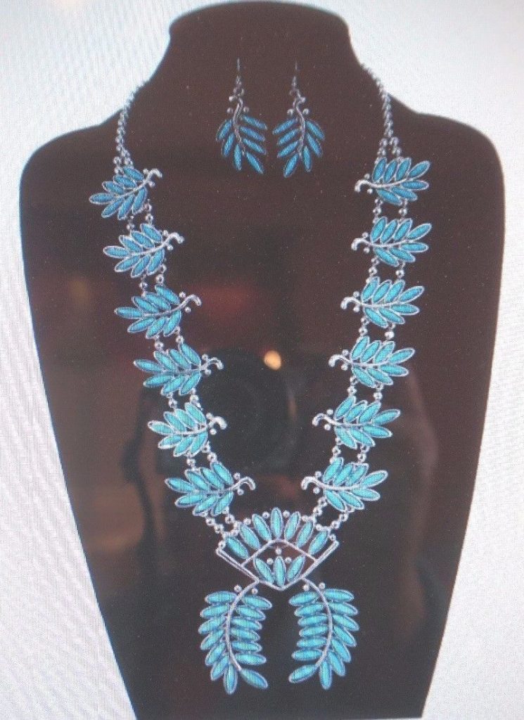 Buy Best TURQUOISE color stone LEAF NAVAJO style SQUASH BLOSSOM necklace