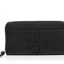 Online Sale: TWO LEFT NWT Tory Burch Harper Leather Continental Wallet Zip Clutch Black $195