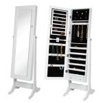 Online Sale: White Mirror Jewelry Cabinet Armoire W/ Stand Mirror Rings, Necklaces, Bracelets