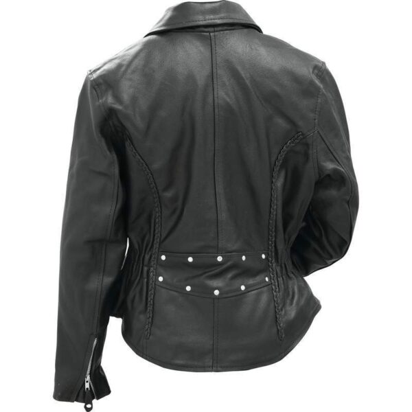 Buy Best Womens Black Solid Genuine Buffalo Leather MOTORCYCLE JACKET Coat Biker Lined