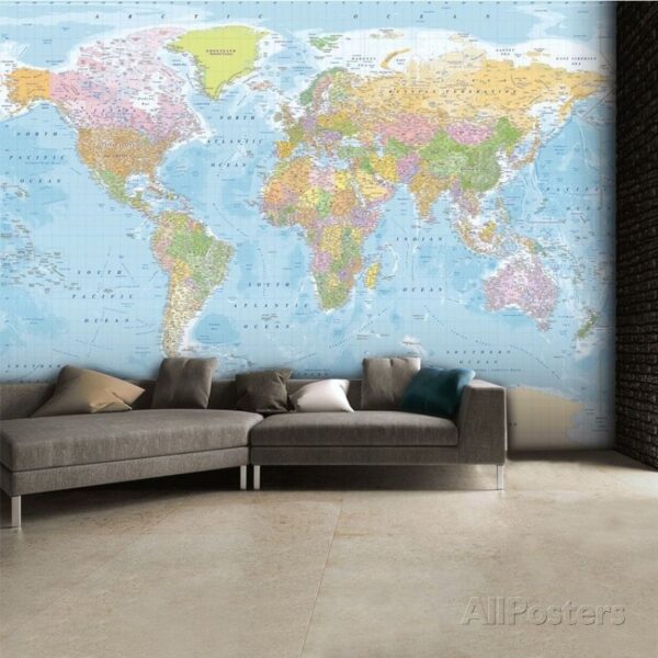 Online Sale: World Map Wallpaper Mural Sticker - 124x91.5