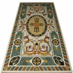Online Sale: 5'x2.5' marble table top dining center inlay lapis malachite handmade deco c147