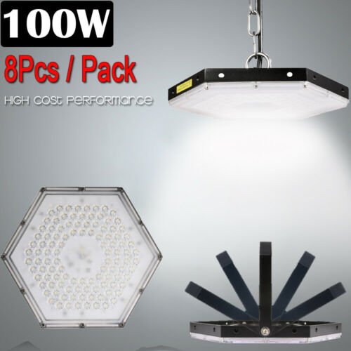 Online Sale: 8 Set 100W LED High Bay Light Factory Warehouse Commercial Lighting Chandelier