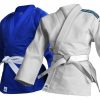 Online Sale: Adidas Club Judo Suit Adult White 350g Judoka Uniform Kids Blue Martial Arts Gi