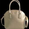 Online Sale: Kate Spade Sylvia Pale Gold Leather Large Dome Satchel Black Shoulder Handbag