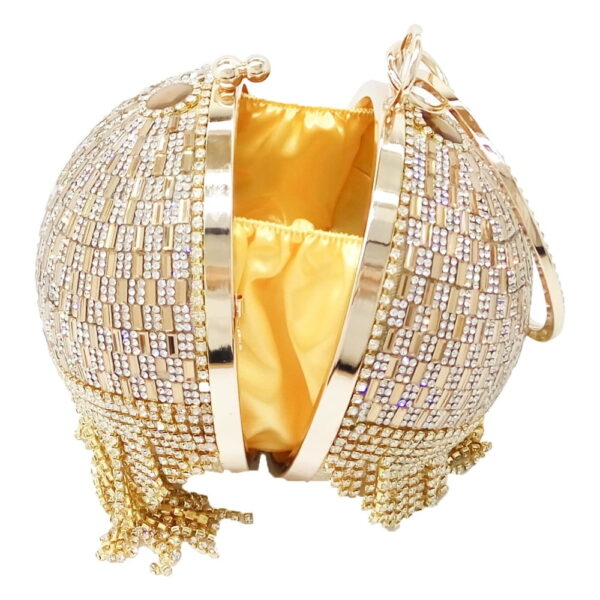 Online Sale: Golden Diamond Tassel Women Metal Crystal Clutches Evening Bags Wedding Bag Bridal Shoulder Handbag Wristlets Clutch Purse
