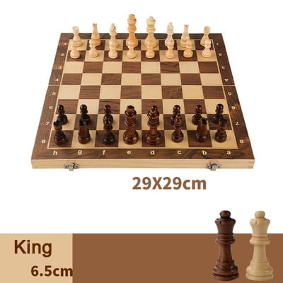 Online Sale: Hot Portable Wooden Folding Chess Set 29/34/39cm Solid Wood Chessboard Magnetic Chessman Children Gift Entertainment Board Games