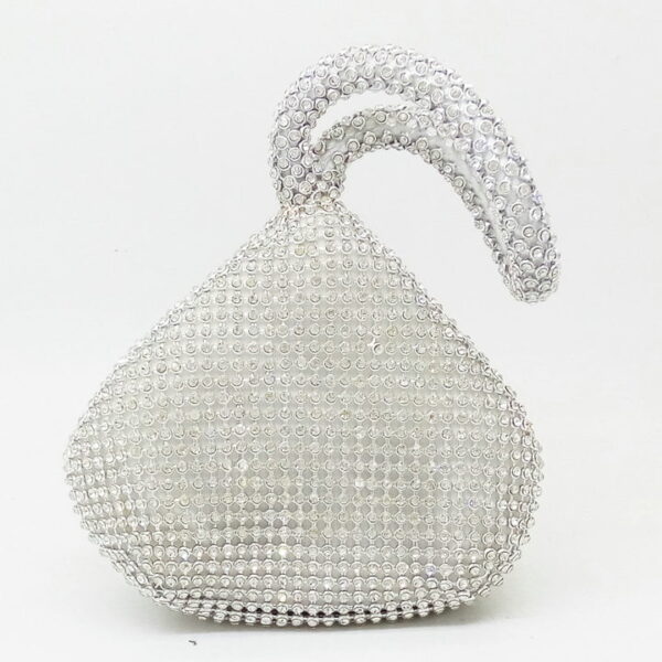 Online Sale: Sparkling Silver Diamond Women Mini Evening Clutch Wristlets Bag Bridal Wedding Party Crystal Handbag and Purse