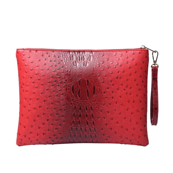 Online Sale: Women Large Leather Clutch Pouch Crocodile Ostrich Envelope Wristlet Bag Fashion Python Laptop Bag For Macbook Pouch Bag
