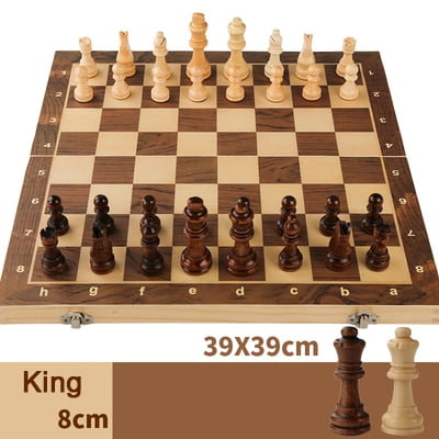 Hot Portable Wooden Folding Chess Set 29/34/39cm Solid Wood Chessboard Magnetic Chessman Children Gift Entertainment Board Games