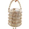 Online Sale: Hollow Out Pearl Bucket Evening Bag Women Luxury Designer Handmade Alloy Metallic Clutch Bag Ladies Shoulder Bag