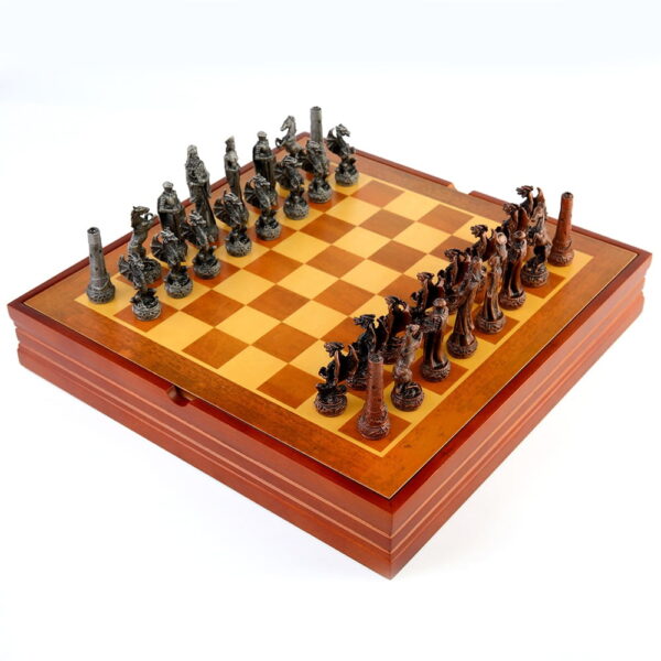 Chess Set Chess Free Shipping High Quality Zinc Alloy Metal Dragon Character Chess Setse Chess Set Luxury Themed Chess