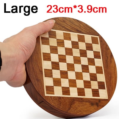 Mini Upscale Circle Solid Wood Magnetic Drawer Chess Portable Non-slip Pieces Box Exquisite Puzzle Convenient Storage Board Game