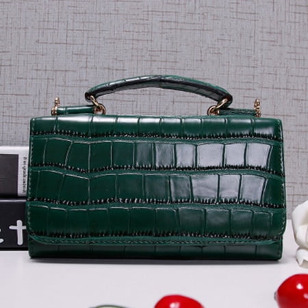 Online Sale: Women Cowhide Leather Clutch Bags Green Crocodile Pattern Handbags Women Shoulder Crossbody Bag Bolsas Wristlet Party Wallets