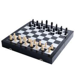 Hot Hight Quality Solid Wooden Folding Large Chess&Checkers Set Black Chessboard Entertainment Board Game Children Gift qenueson