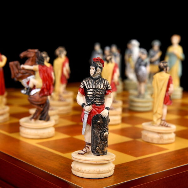 Chess Set Chess Game Theme of Greece Roman War Chess Sets Resin Chess Pieces Wooden Board Game Chess Set Luxury Themed Chess