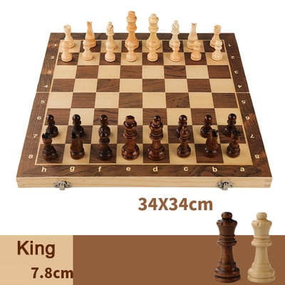 Online Sale: Hot Portable Wooden Folding Chess Set 29/34/39cm Solid Wood Chessboard Magnetic Chessman Children Gift Entertainment Board Games