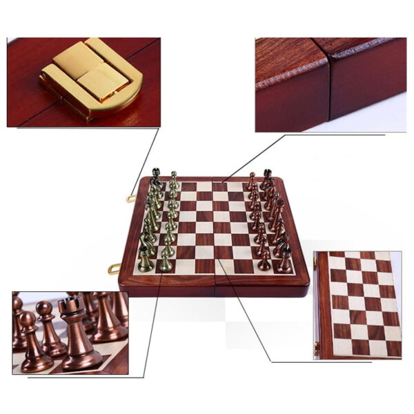 Online Sale: 2021 Classic Zinc Alloy Chess Pieces wood grain board Chess Game Outdoor leisure entertainment golden High Quality Chess