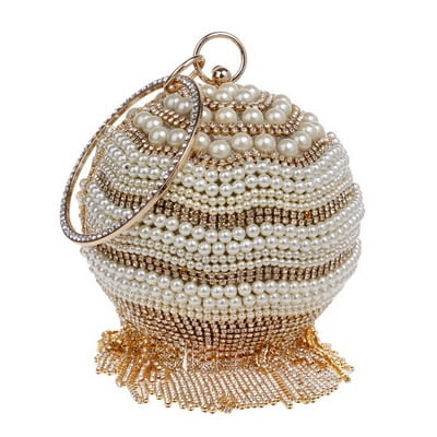 Online Sale: SEKUSA Circular Ball Diamond Tassel Women Party Dinner Clutches Evening Wedding Bag Bridal Shoulder Handbag Wristlets Clutch