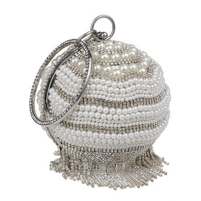 Online Sale: SEKUSA Circular Ball Diamond Tassel Women Party Dinner Clutches Evening Wedding Bag Bridal Shoulder Handbag Wristlets Clutch