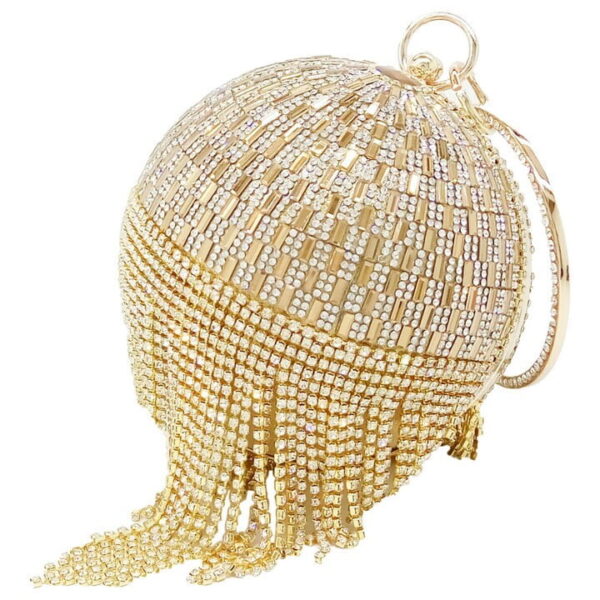 Online Sale: Boutique De FGG Vintage Diamond Tassels Round Ball Women Beaded Evening Purse and Handbag Wedding Bridal Crystal Clutch Bag
