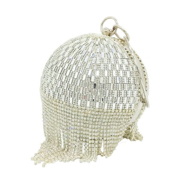 Online Sale: Boutique De FGG Vintage Diamond Tassels Round Ball Women Beaded Evening Purse and Handbag Wedding Bridal Crystal Clutch Bag