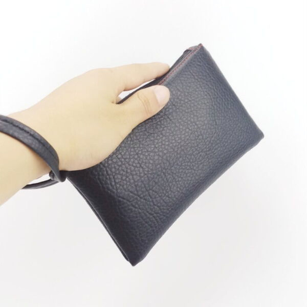 Online Sale: 2021 New Fashion Solid Slim Men Women Key Wallet PU Leather Hand Bag Zipper Clutch Coin Purse Phone Holder Mini Wristlet Handbag
