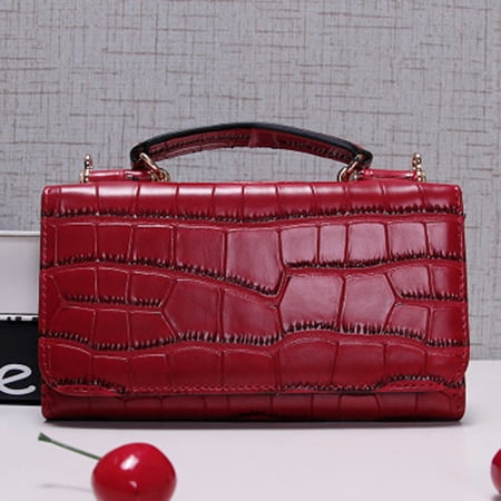 Online Sale: Women Cowhide Leather Clutch Bags Red Crocodile Pattern Handbag Women Shoulder Cross-body Bag Bolsas Wristlet Party Wallets